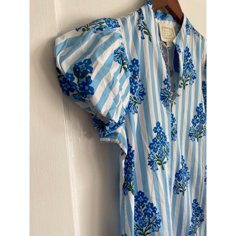 NWT Sail to Sable Women's XS Maxi Balloon Short Sleeves Striped Floral Dress - Picture 3 of 6